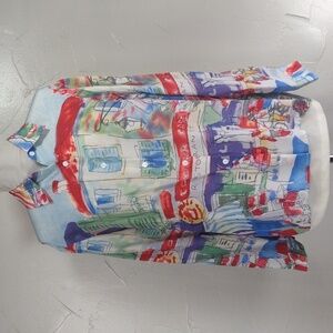 Michael Leu Vintage Italian Watercolor Theme Silk Blouse XL